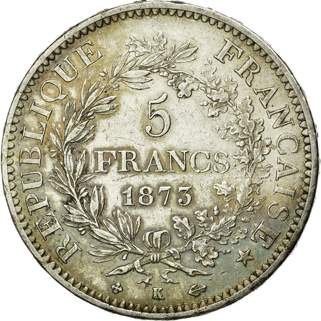 Coin, France, Hercule, 5 Francs, 1873, Bordeaux, AU(50-53), Silver, KM:820.2