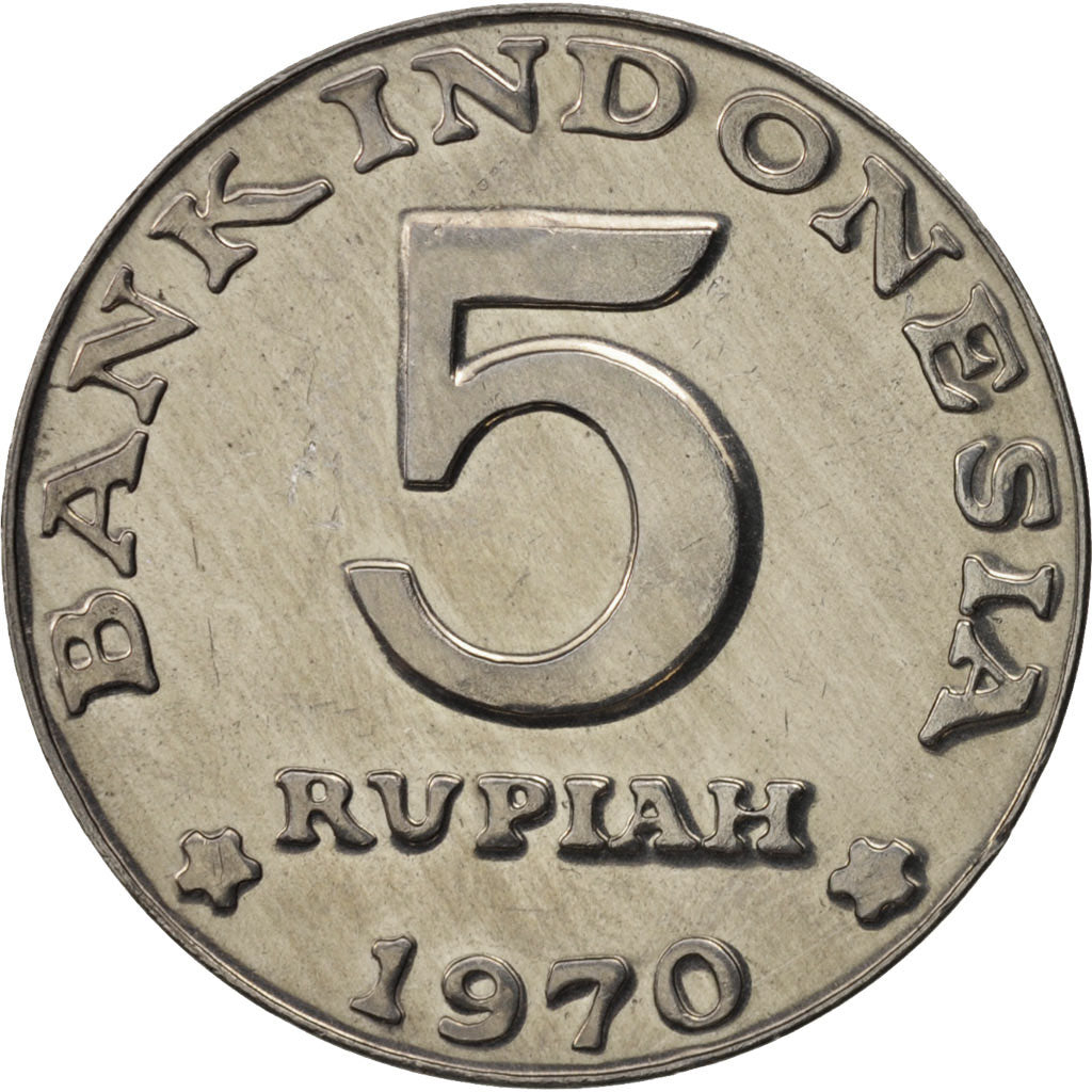 Coin, Indonesia, 5 Rupiah, 1970, AU(50-53), Aluminum, KM:22