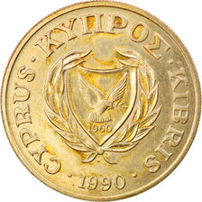 Moneta, Cypr, 20 Cents, 1990, AU(50-53), Mosiądz niklowy, KM:62.1