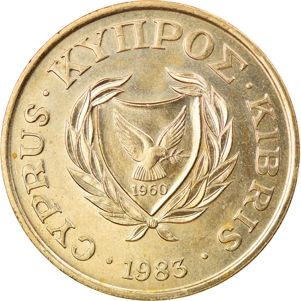 Coin, Cyprus, 20 Cents, 1983, AU(50-53), Nickel-brass, KM:57.1