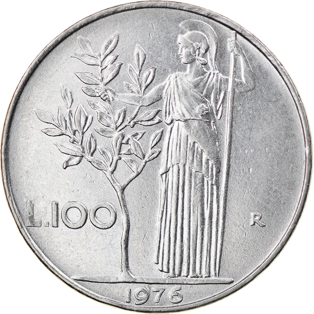 Moeda, Itália, 100 Lire, 1976, Rome, EF(40-45), Aço Inoxidável, KM:96.1