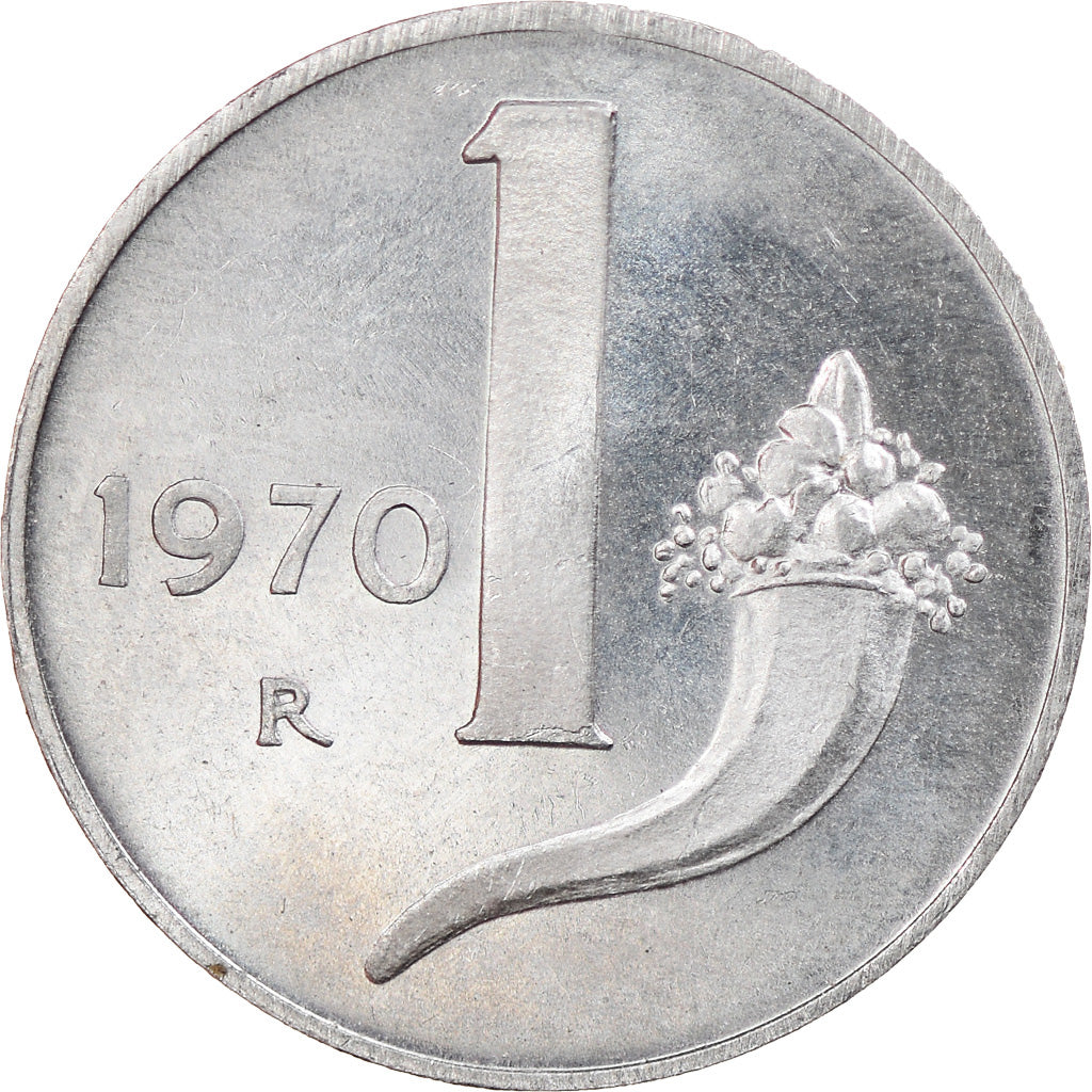 Coin, Italy, Lira, 1970, Rome, AU(55-58), Aluminum, KM:91