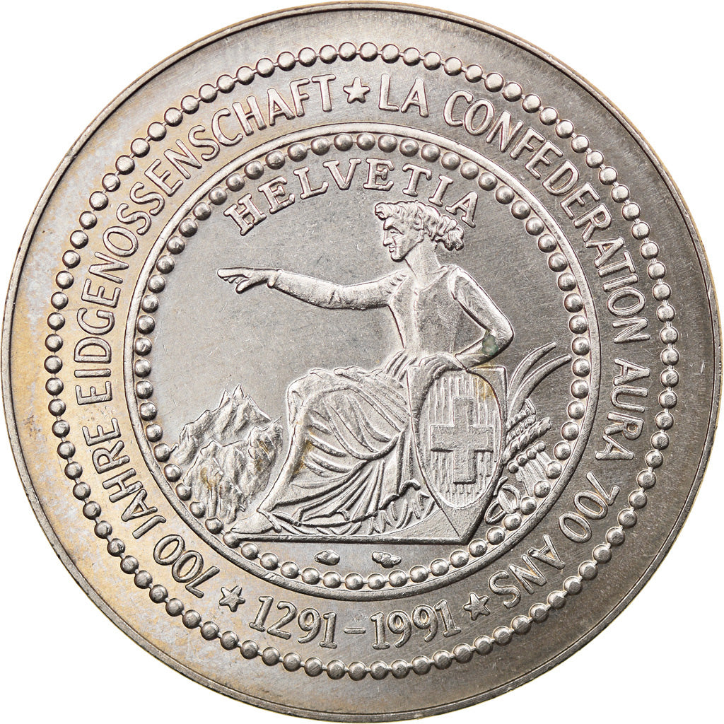 Switzerland, Medal, 700 Ans de la Confédération, Politics, Society, War, 1991