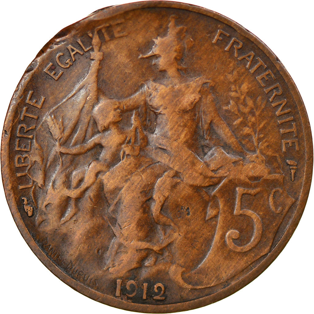 Monnaie, France, Dupuis, 5 Centimes, 1912, Paris, TB, Bronze, Gadoury:165