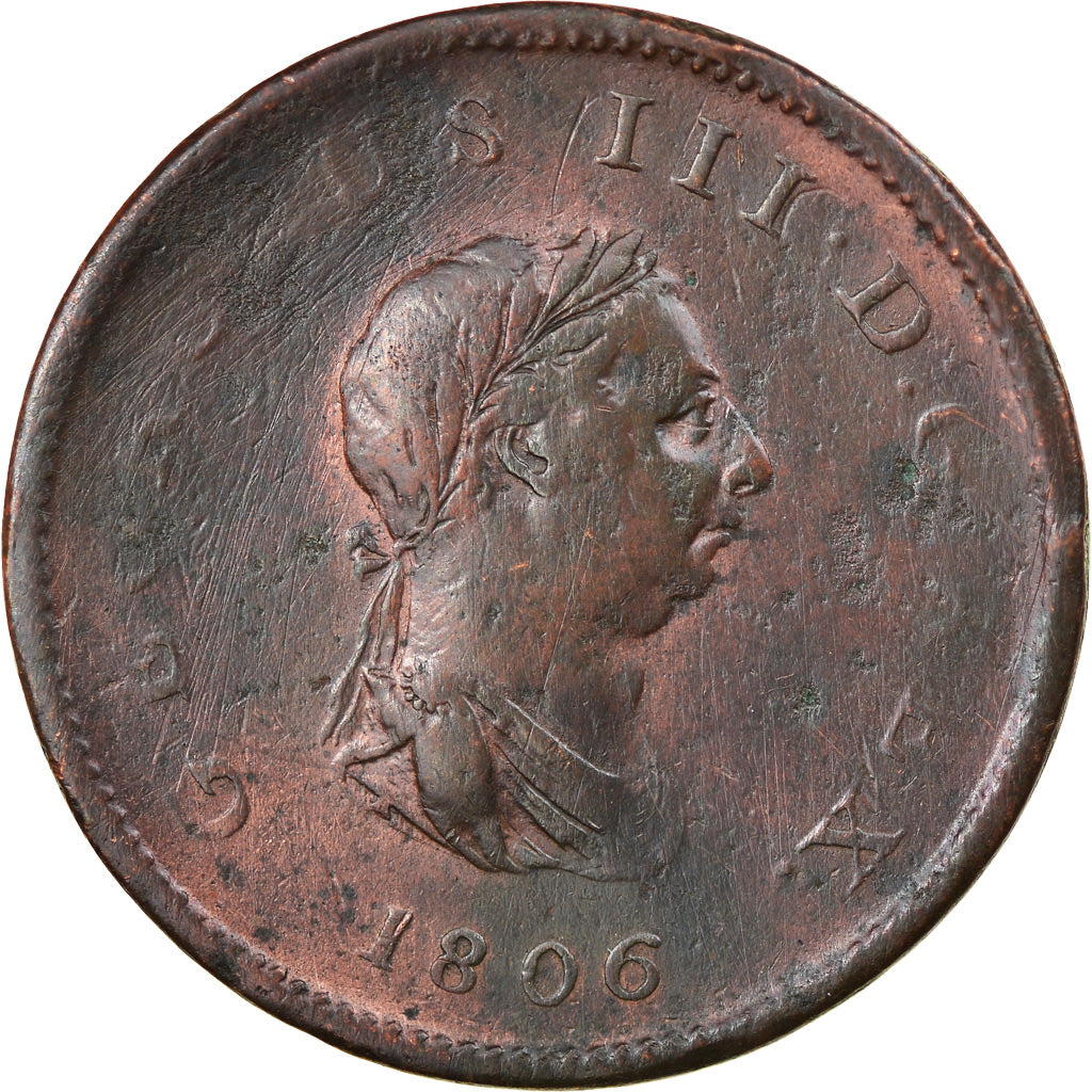 Coin, Great Britain, George III, 1/2 Penny, 1806, London, VF(30-35), Copper