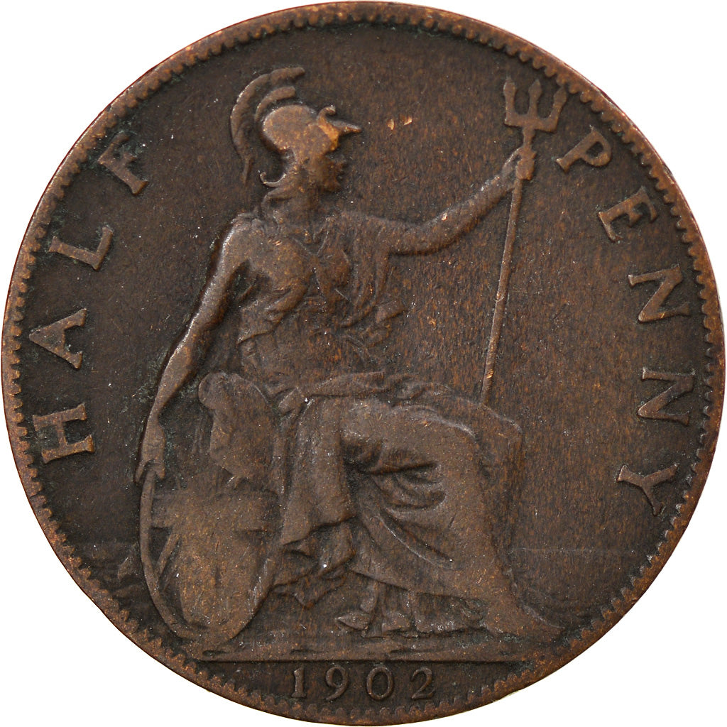 Monnaie, Grande-Bretagne, Edward VII, 1/2 Penny, 1902, TB, Bronze, KM:793.1