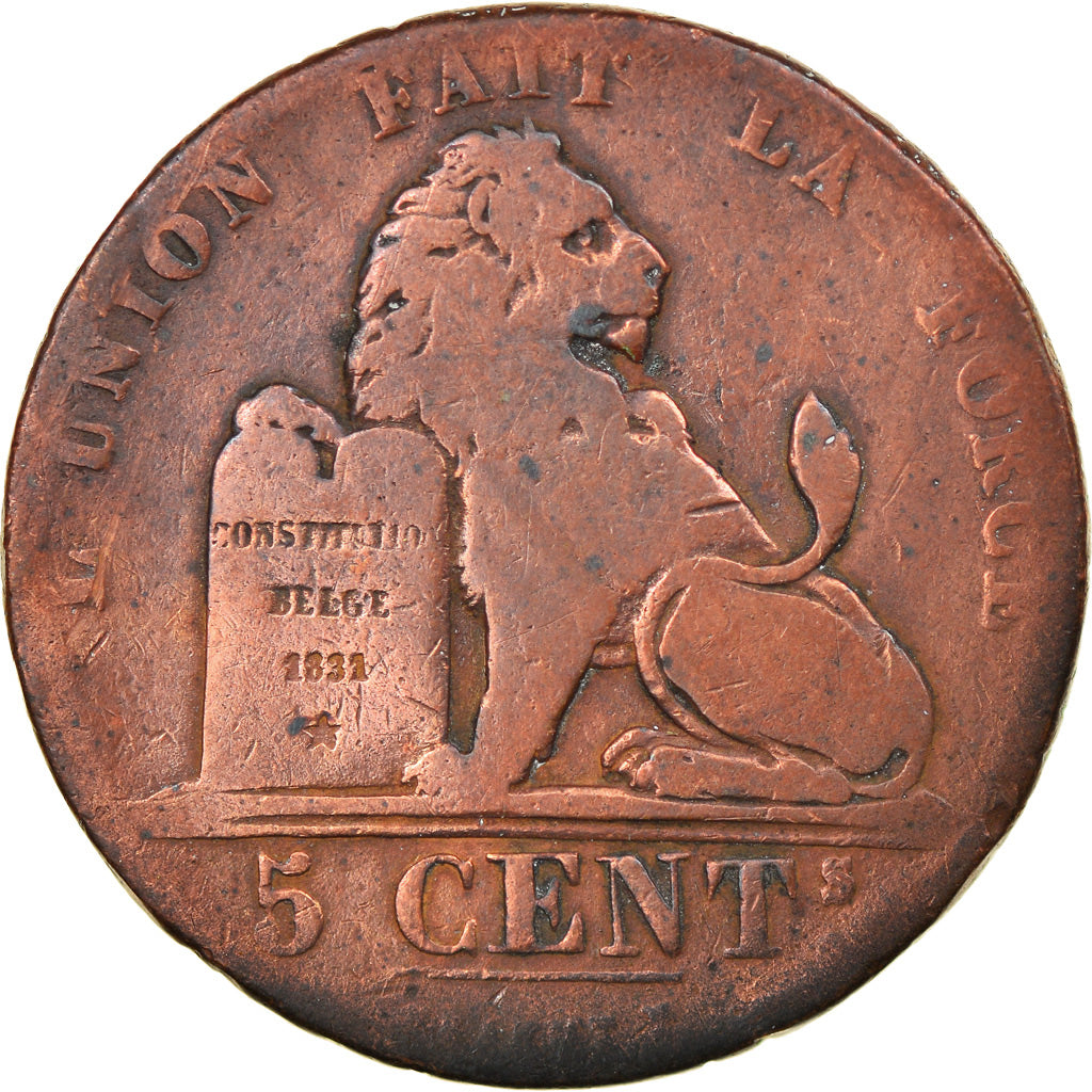 Coin, Belgium, Leopold I, 5 Centimes, 1842, F(12-15), Copper, KM:5.1