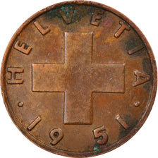 Coin, Switzerland, 2 Rappen, 1951, Bern, EF(40-45), Bronze, KM:47