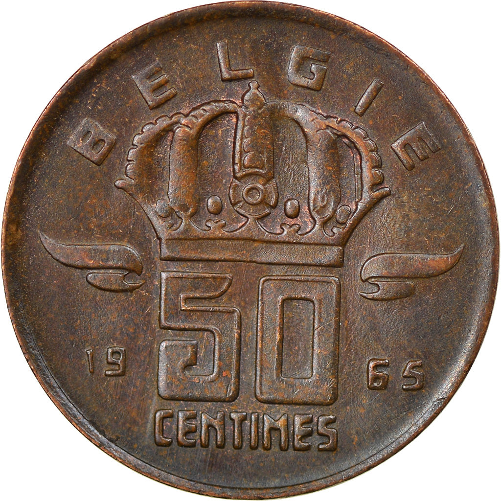 Coin, Belgium, Baudouin I, 50 Centimes, 1965, AU(50-53), Bronze, KM:149.1