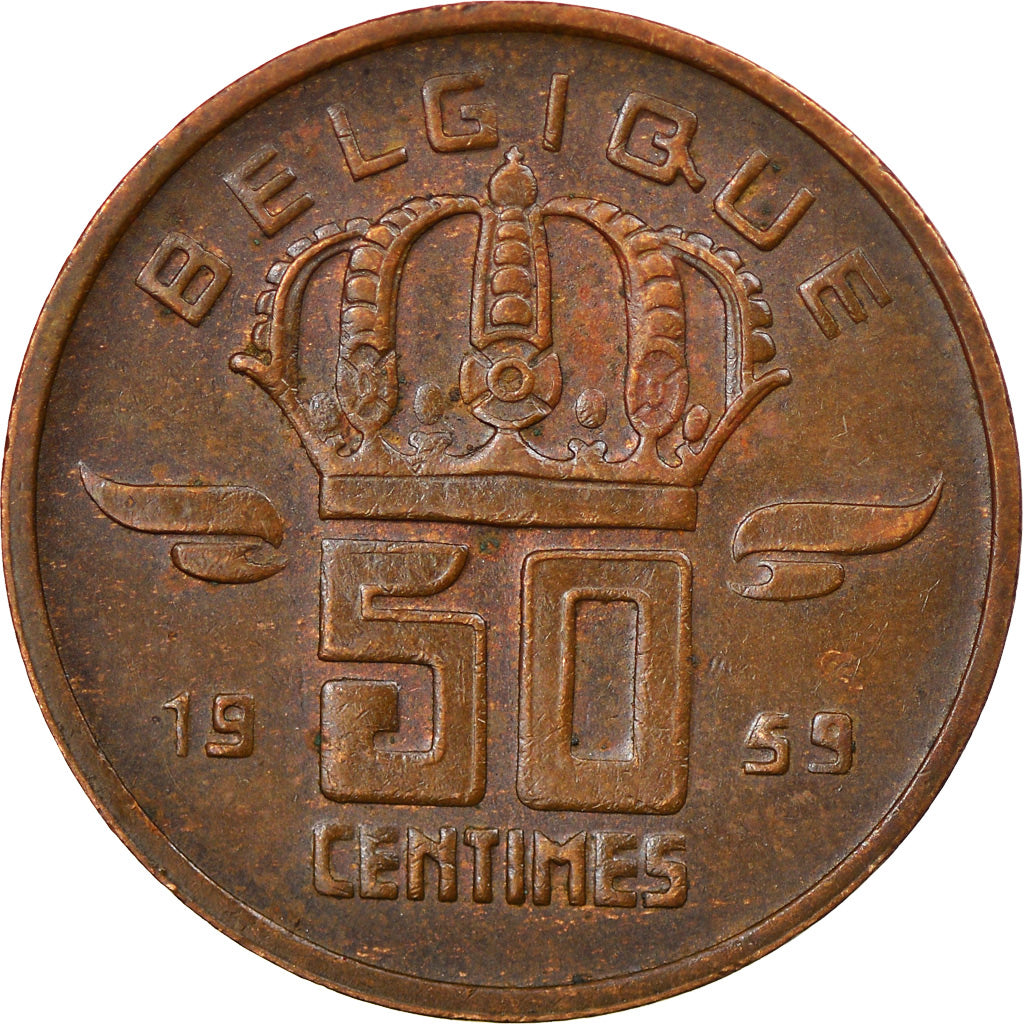 Moneta, Belgio, Baudouin I, 50 Centimes, 1959, BB+, Bronzo, KM:148.1