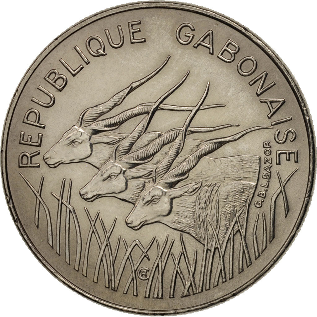 Gabon, 100 Francs, 1982, Paris, AU(55-58), Nickel, KM:13