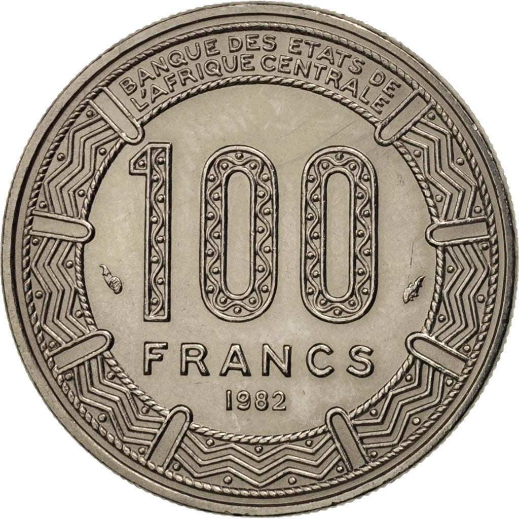 Gabon, 100 Francs, 1982, Paris, AU(55-58), Nickel, KM:13