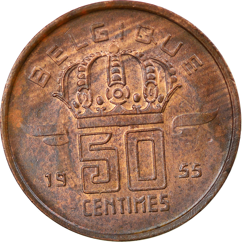 Coin, Belgium, 50 Centimes, 1955, Paris, AU(50-53), Bronze, KM:144