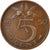 Moneda, Países Bajos, Juliana, 5 Cents, 1950, MBC+, Bronce, KM:181