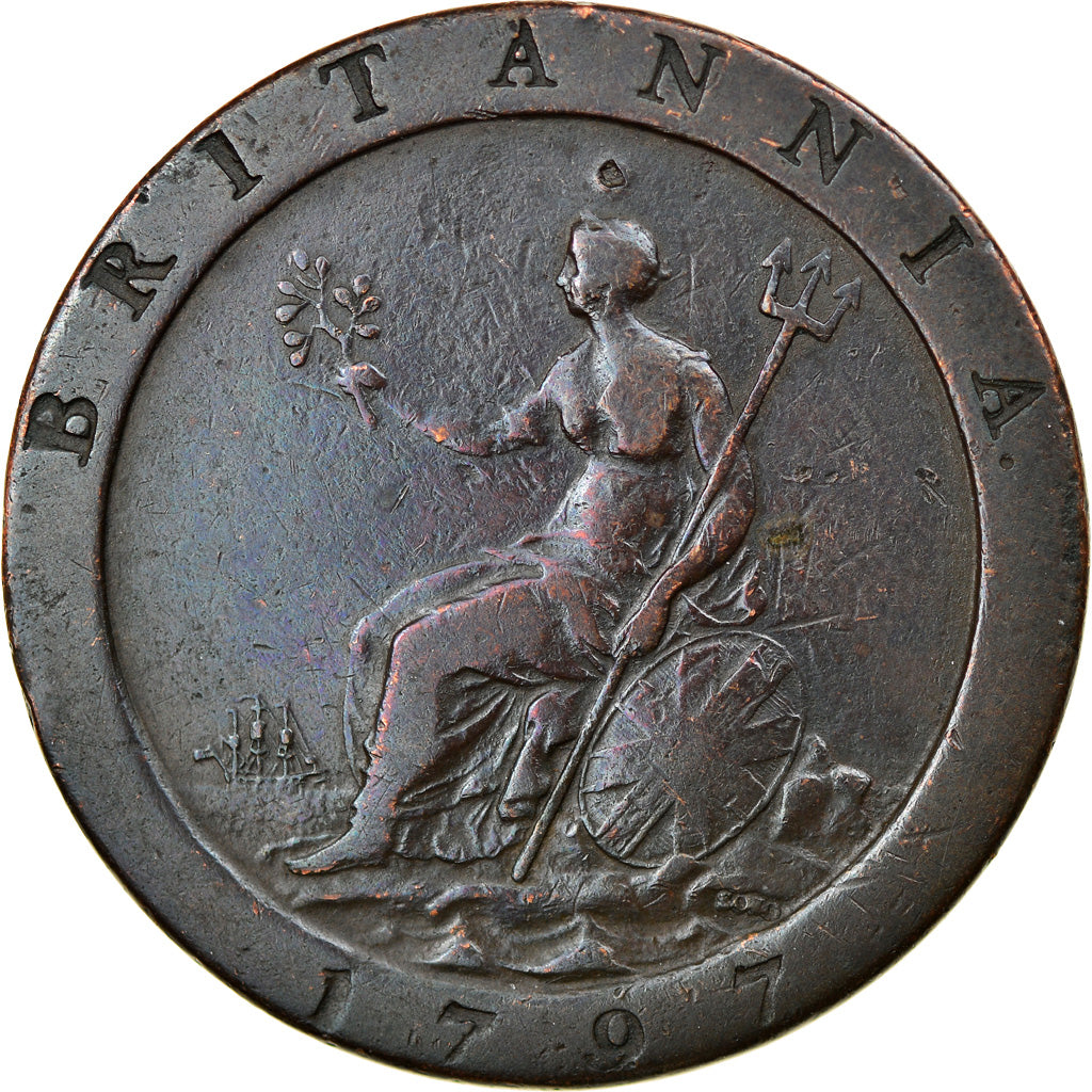Coin, Great Britain, George III, Penny, 1797, VF(30-35), Copper, KM:618