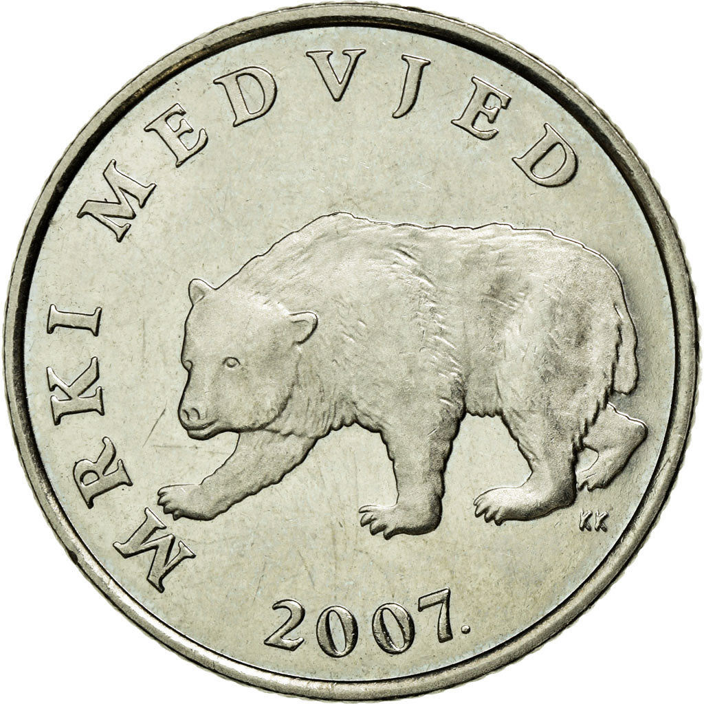 Coin, Croatia, 5 Kuna, 2007, AU(55-58), Copper-Nickel-Zinc, KM:11