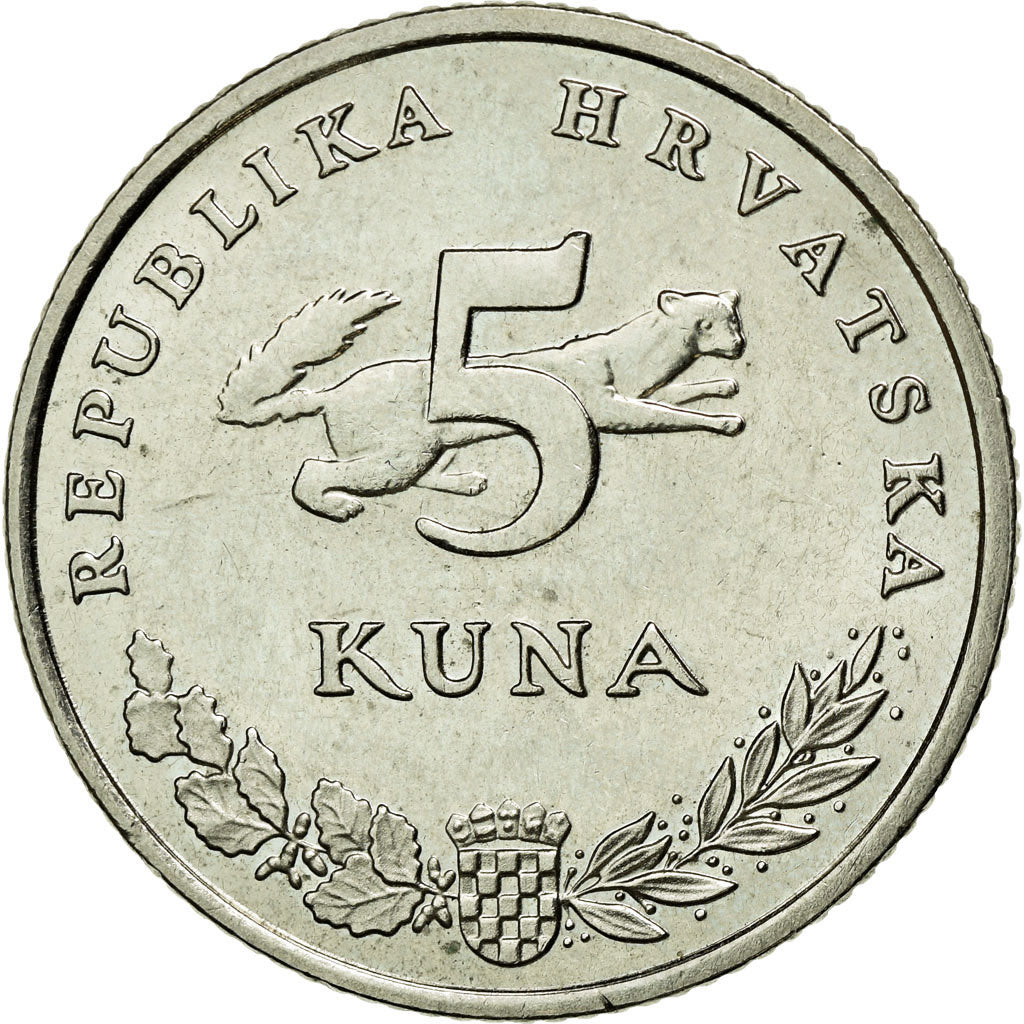 Coin, Croatia, 5 Kuna, 2007, AU(55-58), Copper-Nickel-Zinc, KM:11