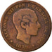 Moneta, Spagna, Alfonso XII, 5 Centimos, 1879, Madrid, MB, Bronzo, KM:674
