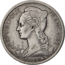 Costa francese dei somali, 2 Francs, 1965, Paris, BB, Alluminio, KM:9