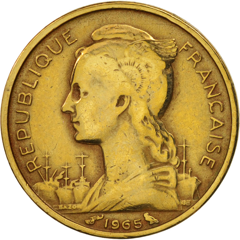 Somalia francesa, 10 Francs, 1965, Paris, MBC+, Aluminio - bronce, KM:11