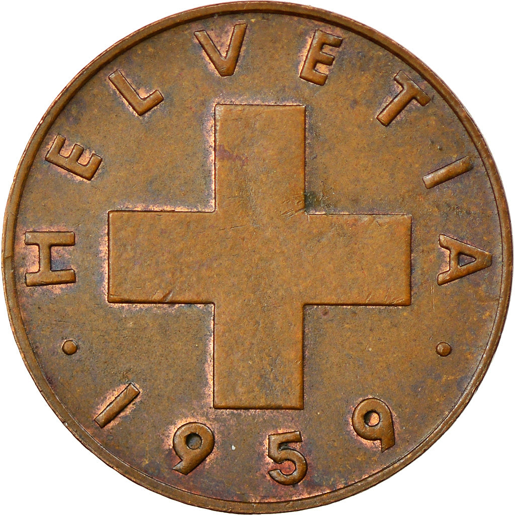 Coin, Switzerland, Rappen, 1959, Bern, VF(30-35), Bronze, KM:46