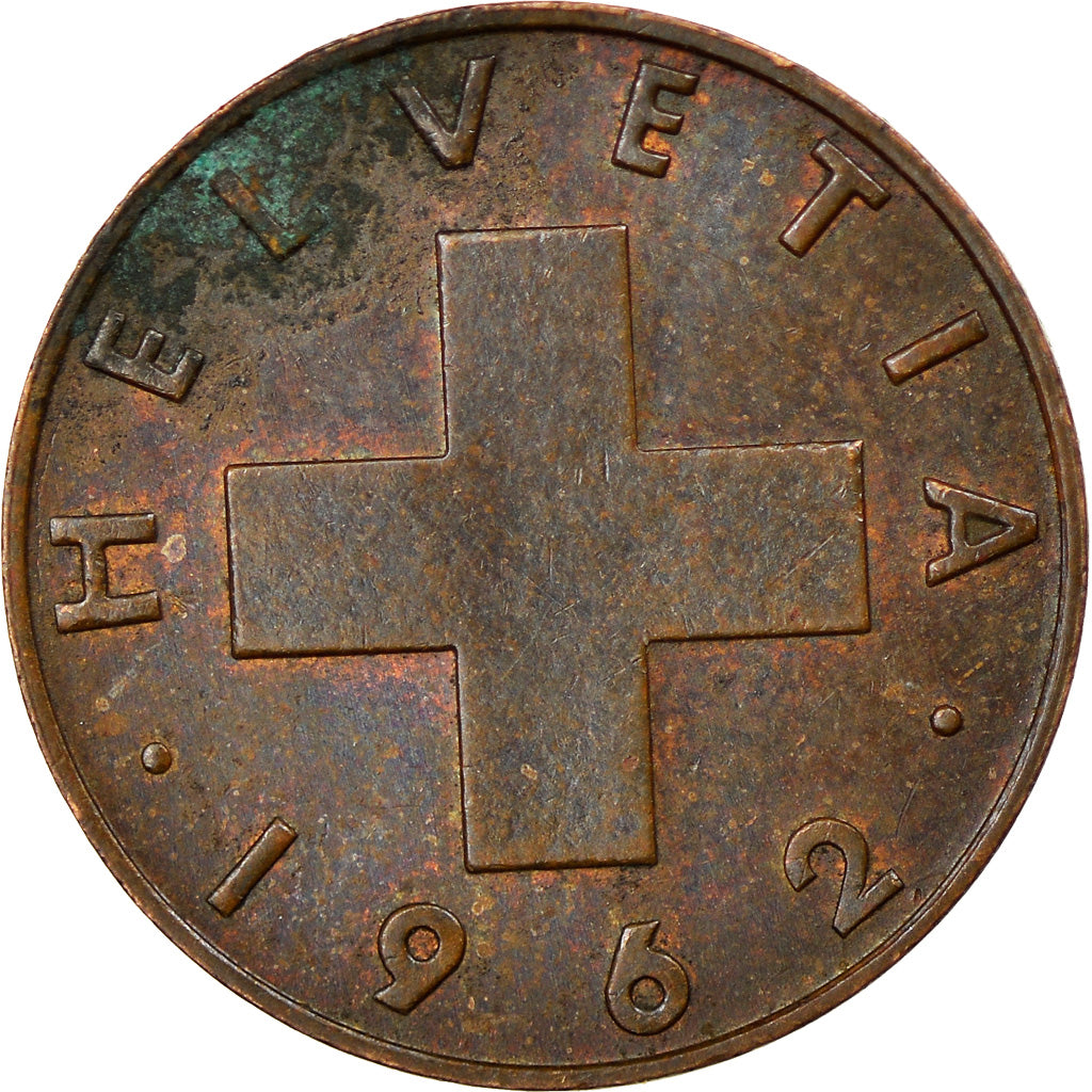 Coin, Switzerland, Rappen, 1962, Bern, EF(40-45), Bronze, KM:46