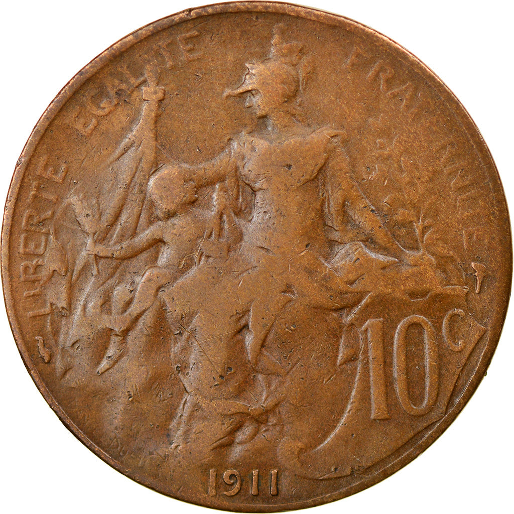 Munten, Frankrijk, Dupuis, 10 Centimes, 1911, Paris, FR+, Bronze, KM:843