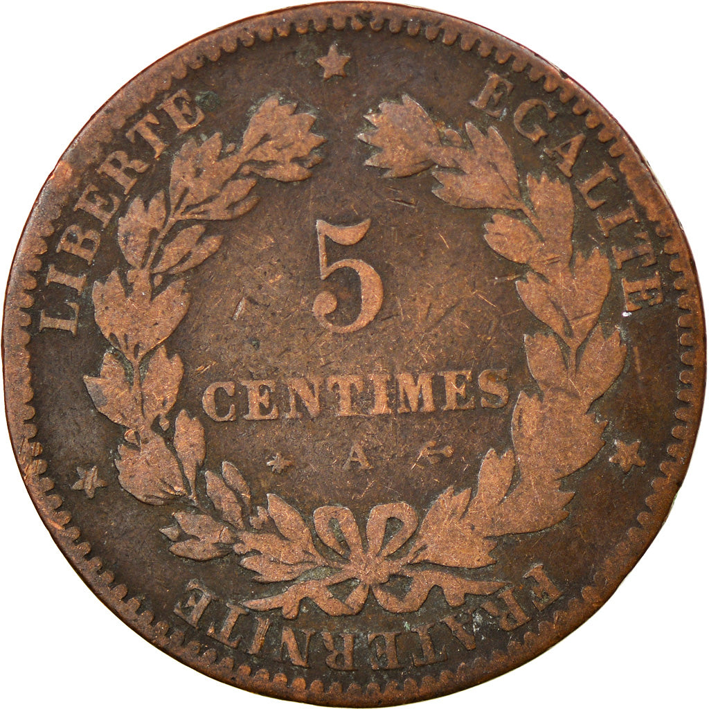 Munten, Frankrijk, Cérès, 5 Centimes, 1872, Paris, FR, Bronze, KM:821.1
