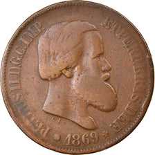 Coin, Brazil, Pedro II, 20 Reis, 1869, VF(20-25), Bronze, KM:474