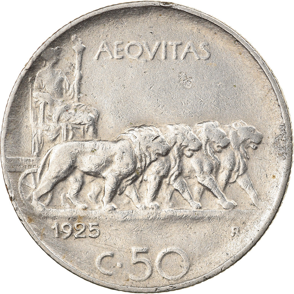 Moeda, Itália, Vittorio Emanuele III, 50 Centesimi, 1925, Rome, VF(30-35)