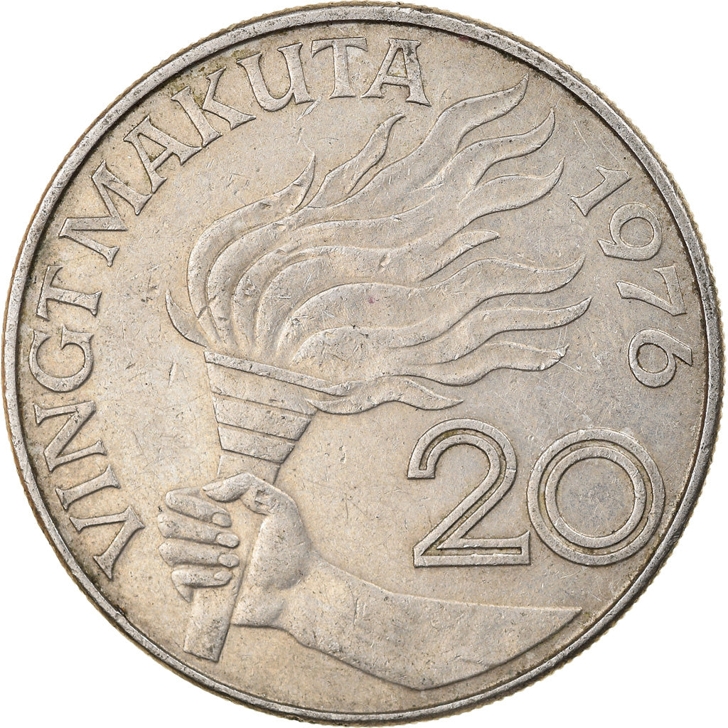 Coin, Zaire, 20 Makuta, 1976, EF(40-45), Copper-nickel, KM:8