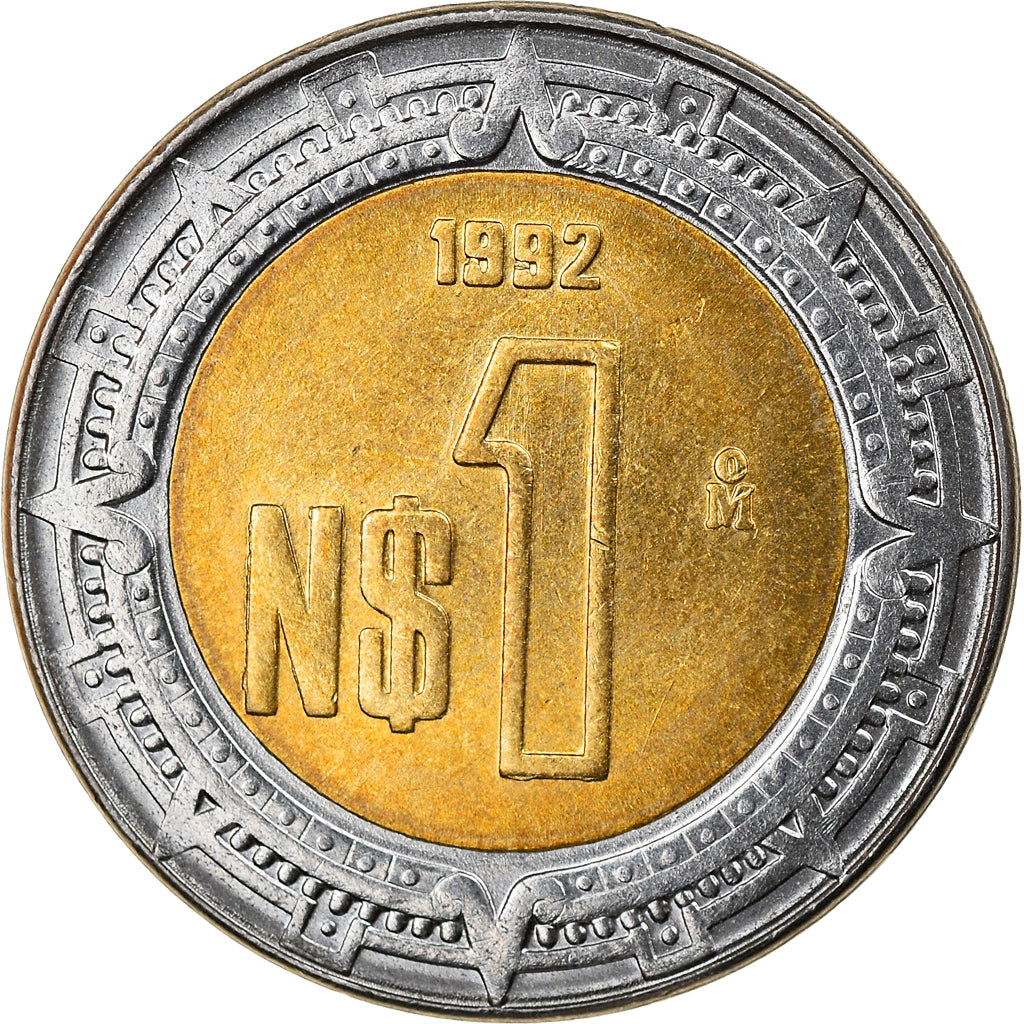 Moneta, Mexico, Nuevo Peso, 1992, Mexico City, AU(50-53), Bimetaliczny, KM:550