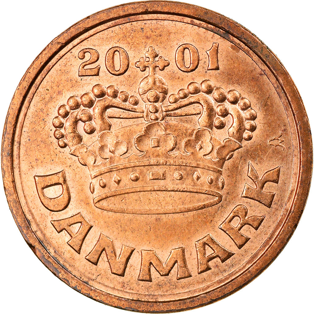 Moneta, Dania, Margrethe II, 50 Öre, 2001, Brondby, EF(40-45), Bronze, KM:866.2