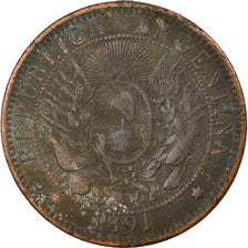 Coin, Argentina, 2 Centavos, 1891, VF(30-35), Bronze, KM:33