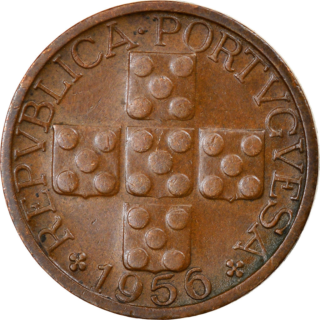 Coin, Portugal, 10 Centavos, 1956, EF(40-45), Bronze, KM:583