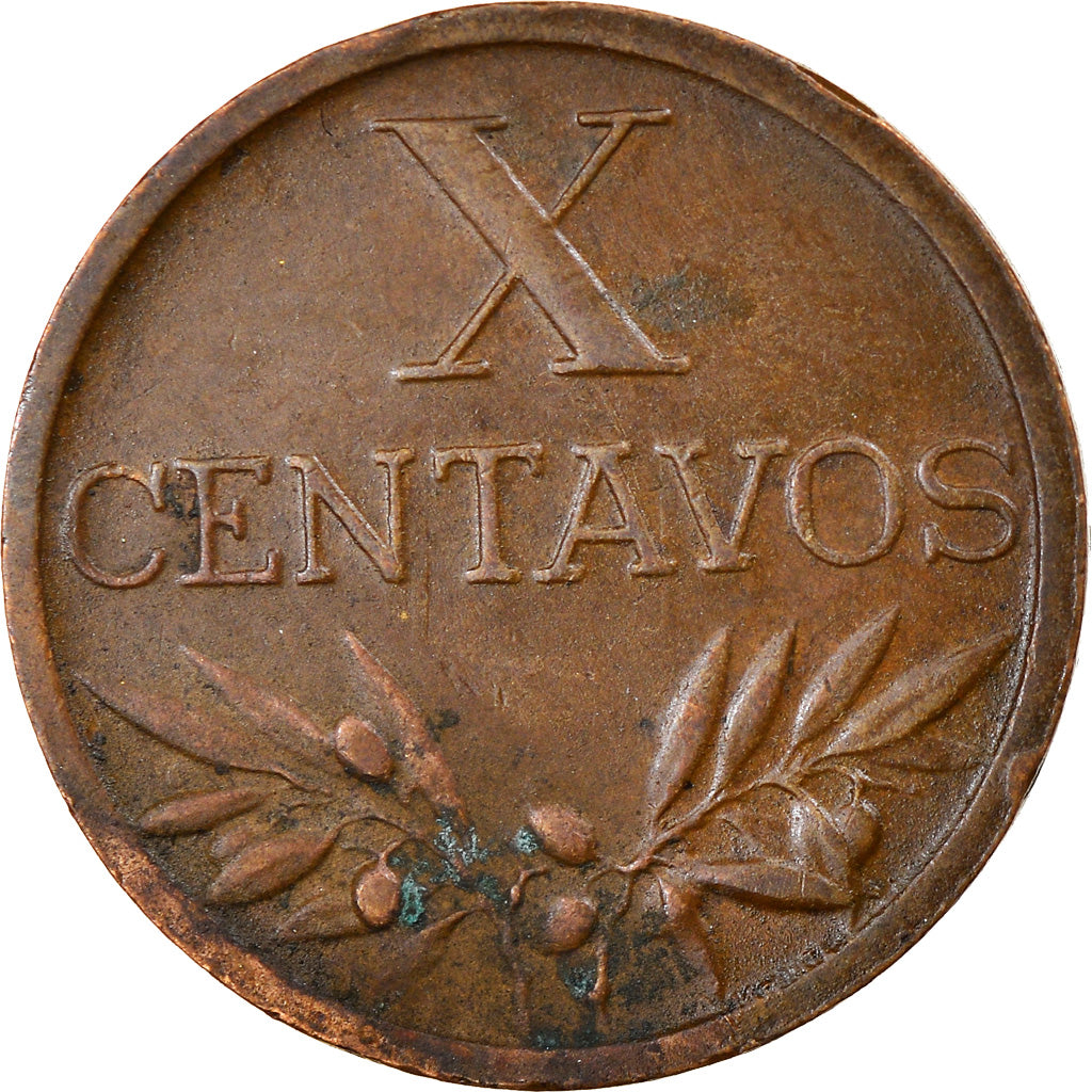 Coin, Portugal, 10 Centavos, 1956, EF(40-45), Bronze, KM:583
