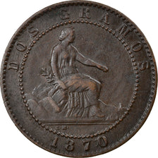 Monnaie, Espagne, Provisional Government, 2 Centimos, 1870, Madrid, TTB, Cuivre
