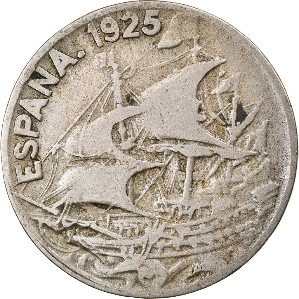 Moneda, España, Alfonso XIII, 25 Centimos, 1925, Madrid, BC+, Cobre - níquel