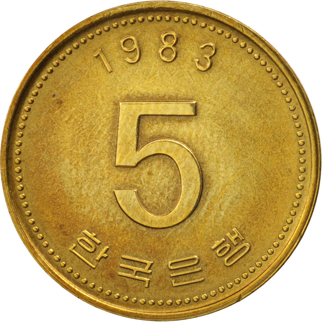 KOREA-SOUTH, 5 Won, 1983, AU(50-53), Brass, KM:32