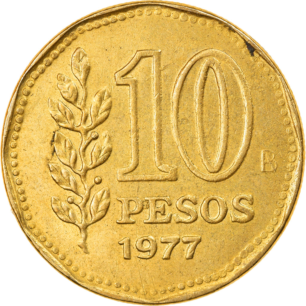 Coin, Argentina, 10 Pesos, 1977, EF(40-45), Aluminum-Bronze, KM:72