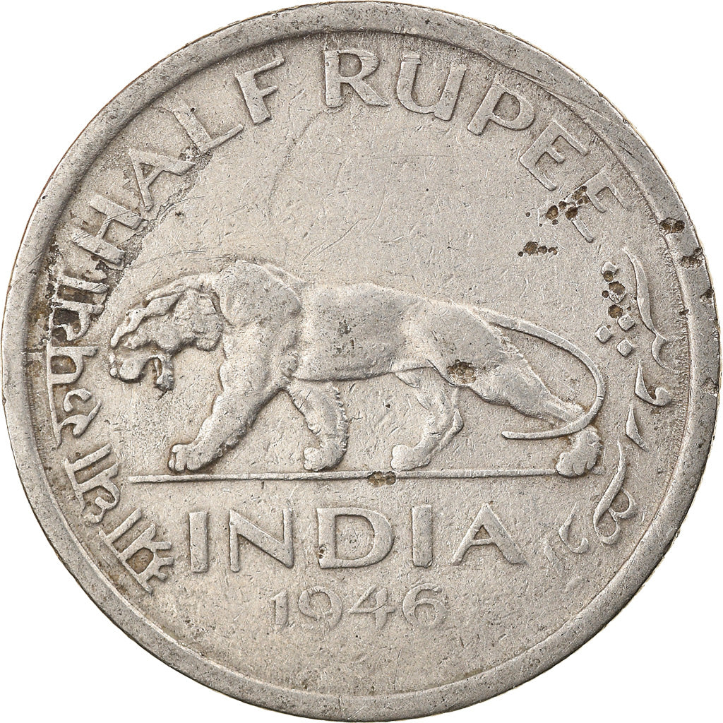 Münze, INDIA-REPUBLIC, 1/2 Rupee, 1946, Mumbai, Bombay, S+, Nickel, KM:Pn2