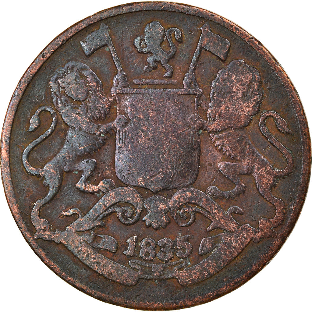 Coin, INDIA-BRITISH, 1/4 Anna, 1835, VF(20-25), Copper, KM:446.2