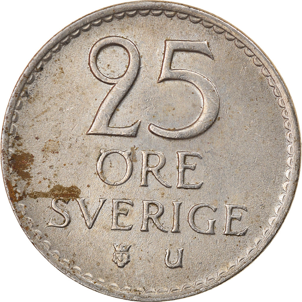Coin, Sweden, Gustaf VI, 25 Öre, 1966, VF(30-35), Copper-nickel, KM:836