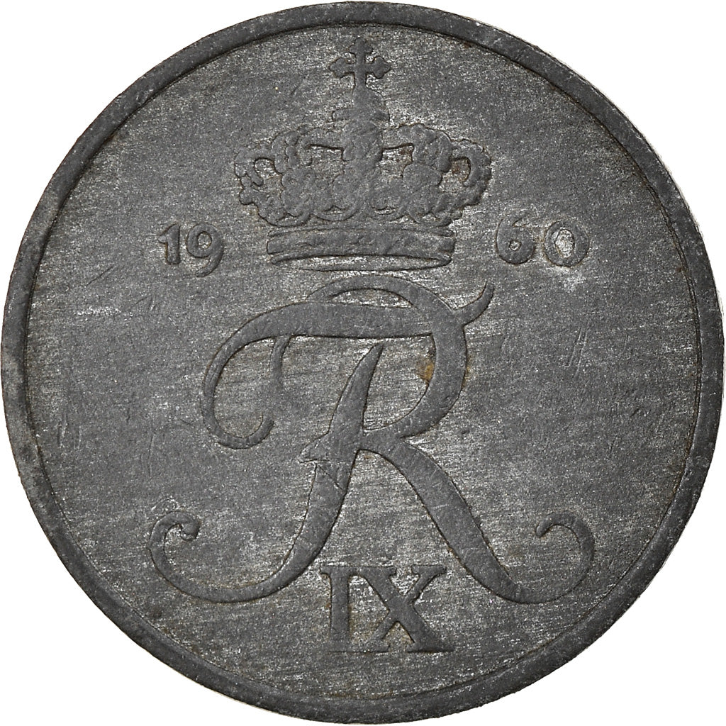 Moneda, Dinamarca, Frederik IX, Ore, 1960, Copenhagen, MBC, Cinc, KM:839.2