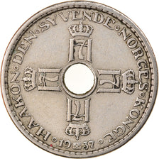 Coin, Norway, Haakon VII, Krone, 1937, EF(40-45), Copper-nickel, KM:385