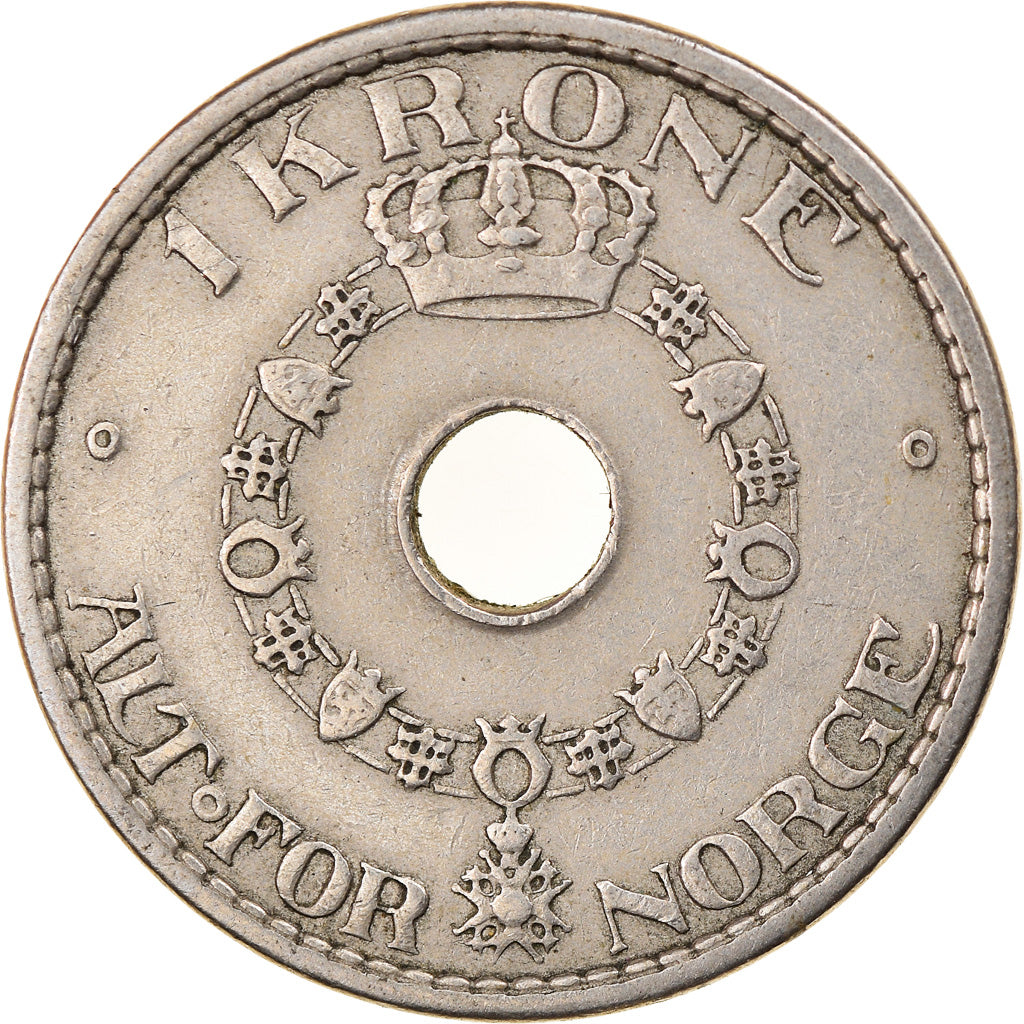 Coin, Norway, Haakon VII, Krone, 1937, EF(40-45), Copper-nickel, KM:385