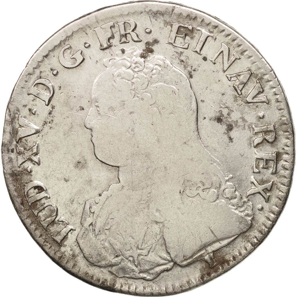 France, Louis XV, Écu aux branches d'olivier, 1729, Rennes, F(12-15),KM 486.26