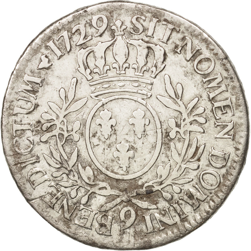 France, Louis XV, Écu aux branches d'olivier, 1729, Rennes, F(12-15),KM 486.26
