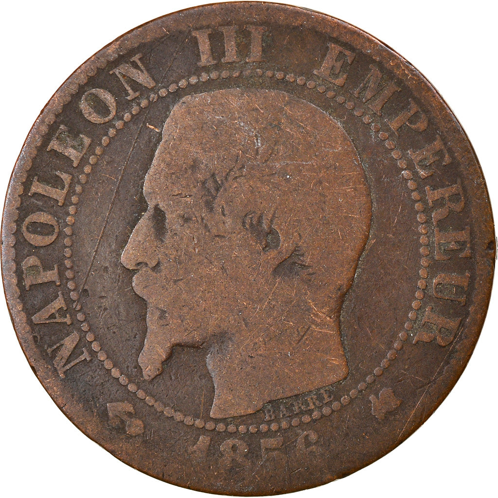 Moneda, Francia, Napoleon III, Napoléon III, 5 Centimes, 1856, Bordeaux, BC+