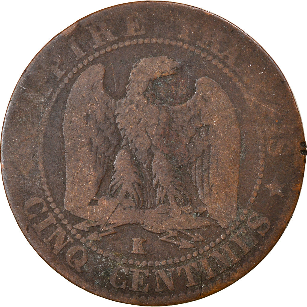 Moneda, Francia, Napoleon III, Napoléon III, 5 Centimes, 1856, Bordeaux, BC+